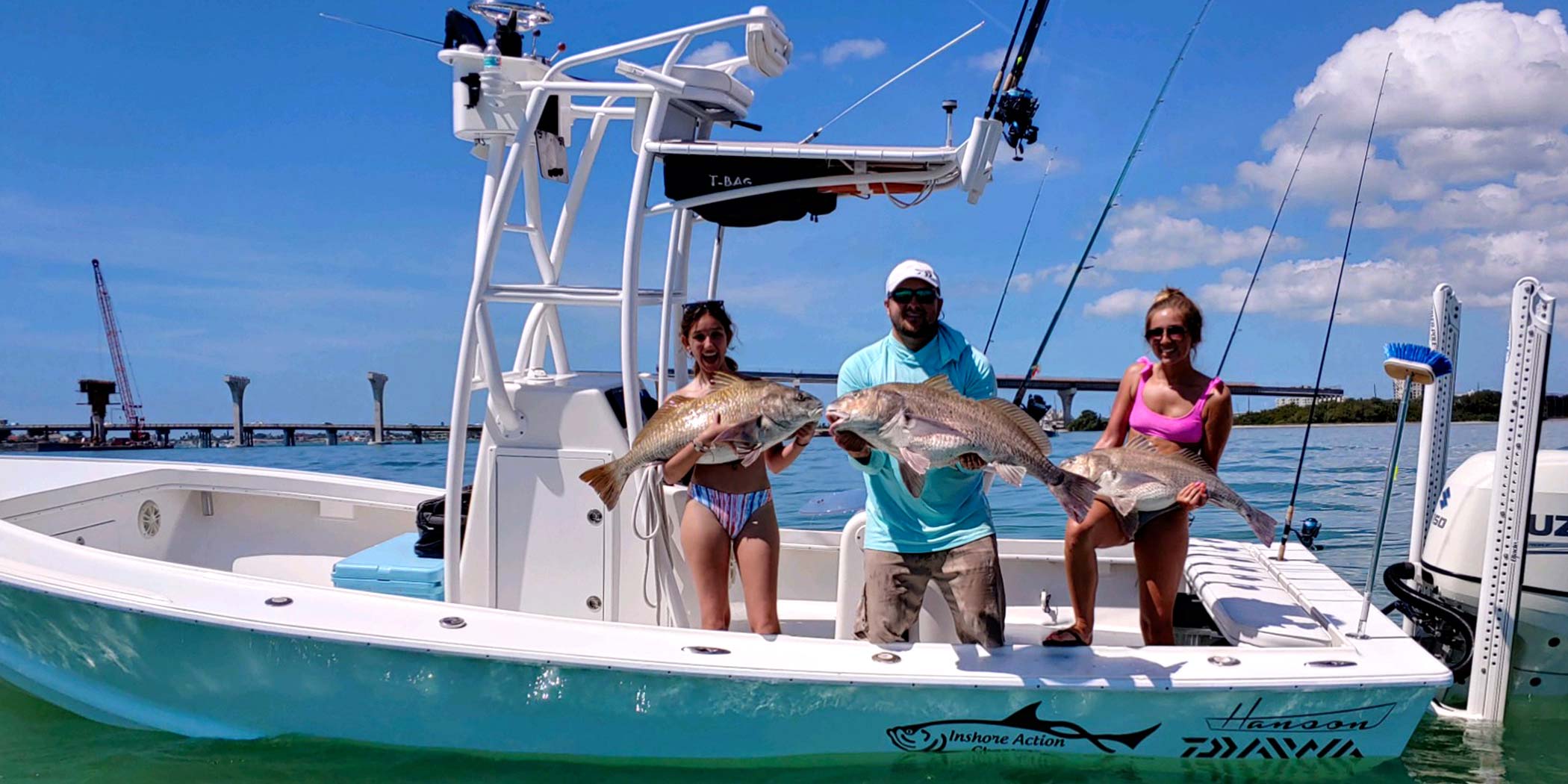 A Trio of Big Drums! The sign of a successful inshore charter, a trio of big drums landed!
