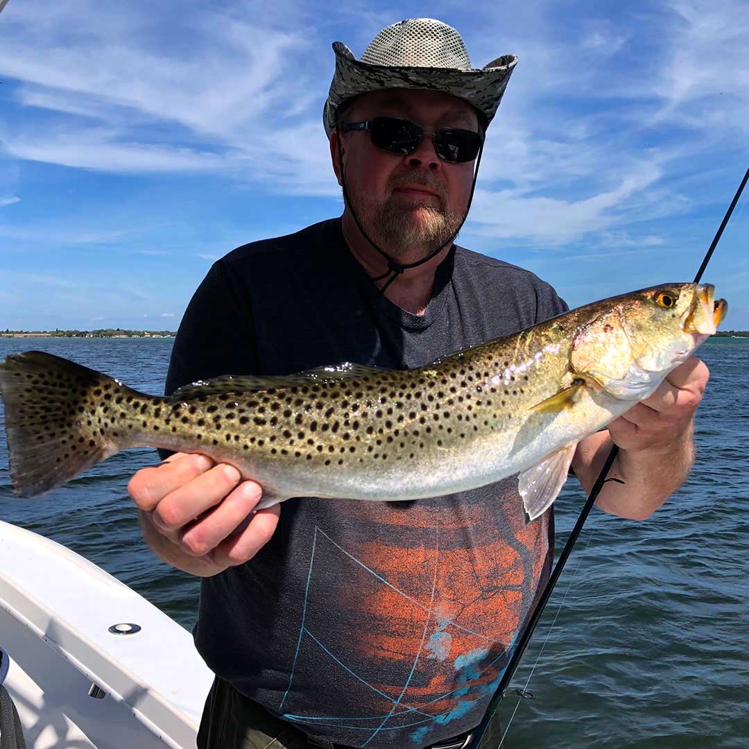 Client landed this nice speckled trout during a charter in beautiful St. Petersburg, Florida.