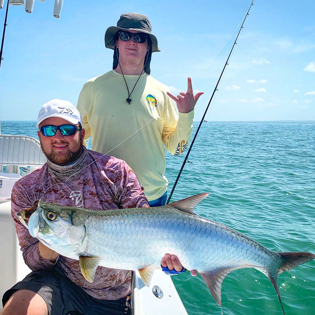 Summertime charters means a hot tarpon bite, with many charters landing great fish such as this one.